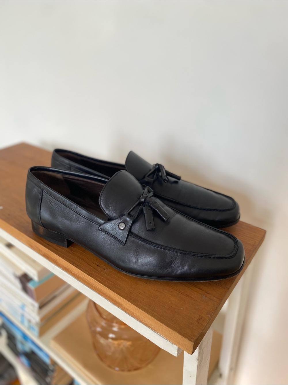 Salvatore Ferragamo Studio Silvio Black Leather Tassel Loafers